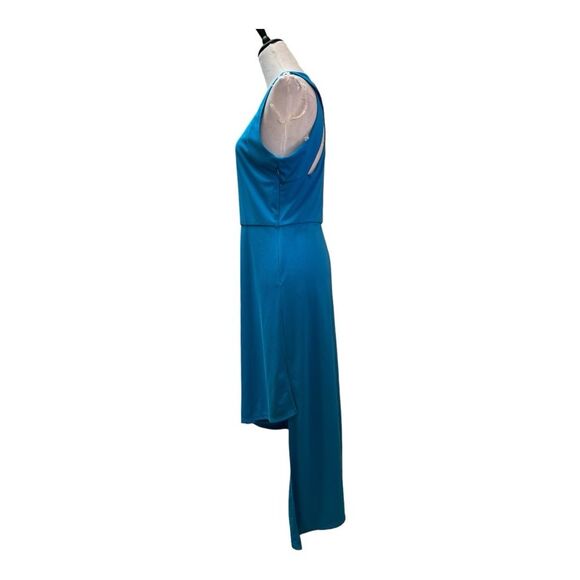 Teal Blue Sleeveless Midi Dress High Low Hem Casual - Picture 2 of 9